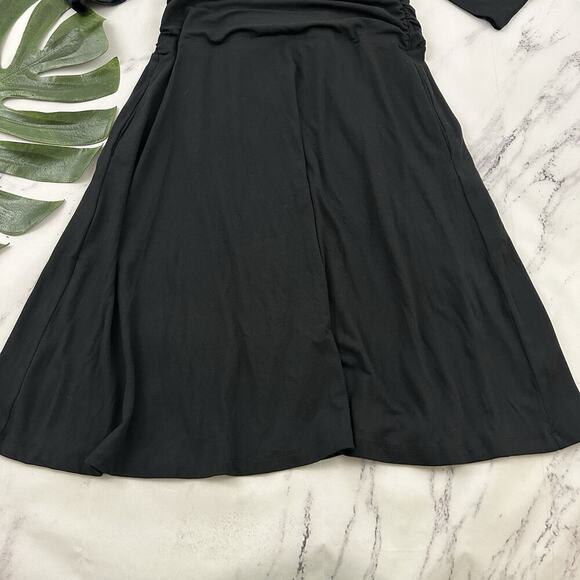 Betabrand Womens Jersey Knit Dress Size M Black Ruched Stretch Pockets - Picture 4 of 10